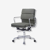 Eames Soft Pad Chair EA 217 - Low Back | Elegant Dark Grey Leather Interior Furnishes